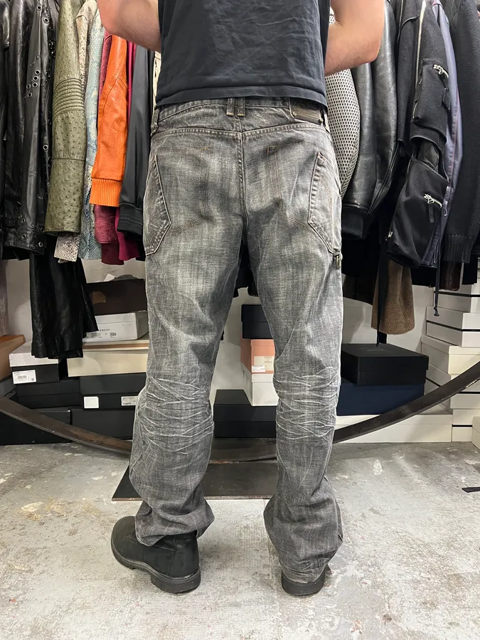 AW2003 Dolce & Gabbana Grey Raw Denim Cargo Jeans - Image 3