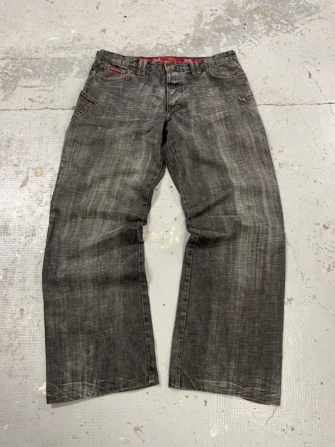 AW2003 Dolce & Gabbana Grey Raw Denim Cargo Jeans - Image 4