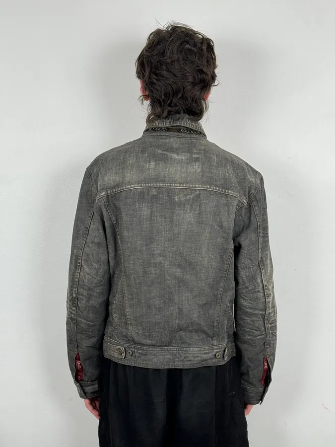 AW2003 Dolce & Gabbana Grey Raw Denim Jacket - Image 3