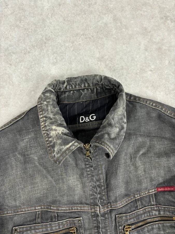 AW2003 Dolce & Gabbana Grey Raw Denim Jacket - Image 4