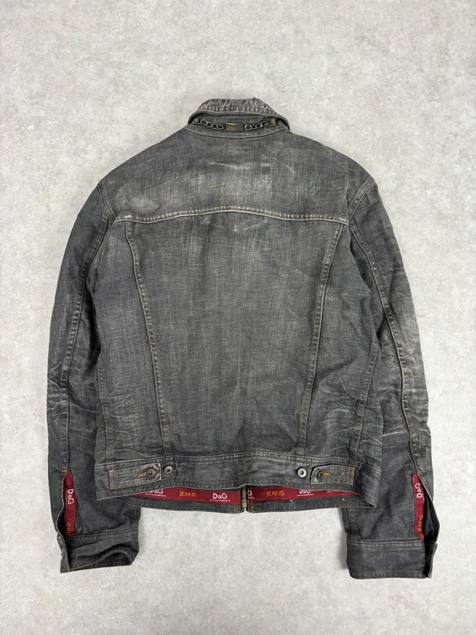 AW2003 Dolce & Gabbana Grey Raw Denim Jacket - Image 5