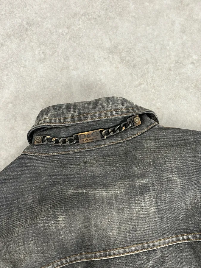 AW2003 Dolce & Gabbana Grey Raw Denim Jacket - Image 6