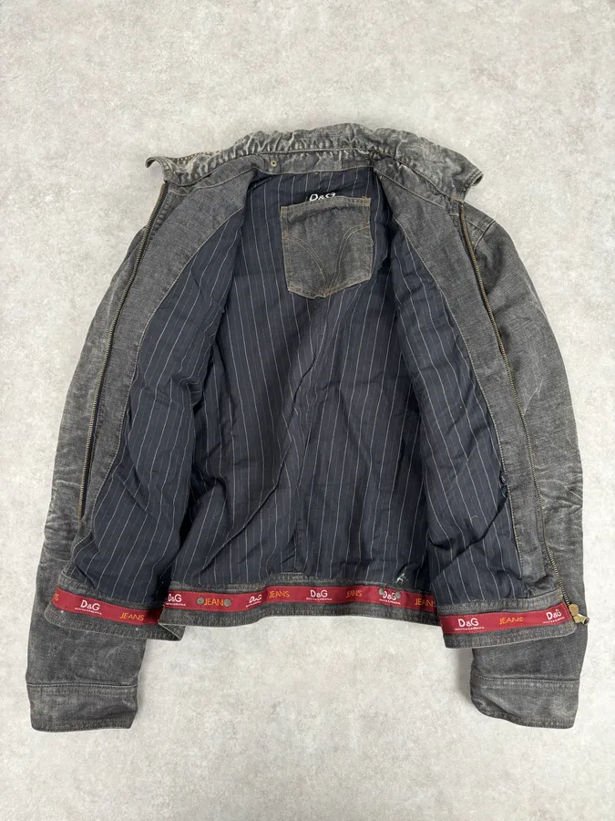 AW2003 Dolce & Gabbana Grey Raw Denim Jacket - Image 7