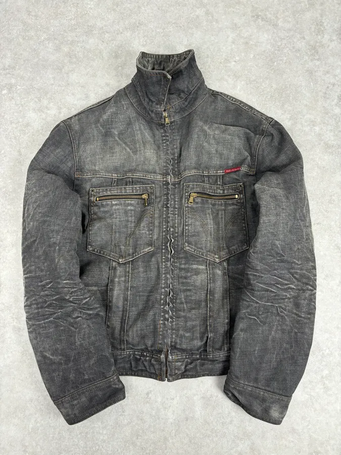 AW2003 Dolce & Gabbana Grey Raw Denim Jacket - Image 8