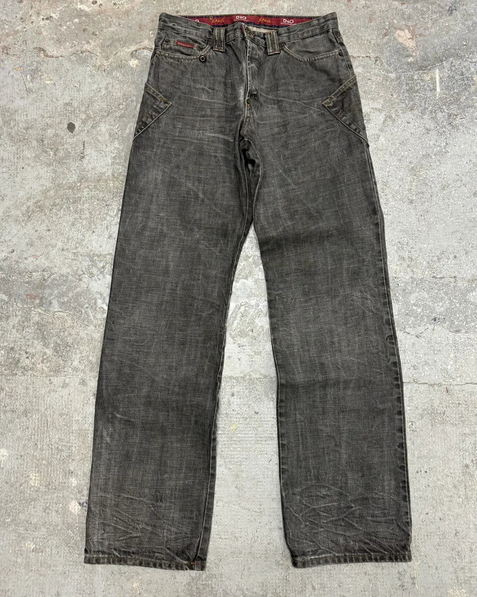 AW2003 Dolce & Gabbana Grey Raw Faded DenimJeans