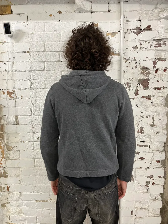 AW2003 Dolce & Gabbana Grey Wool Double-Breasted Zip Hoodie - Image 3