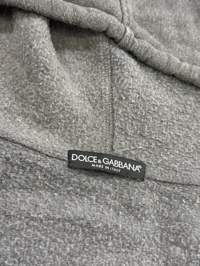 AW2003 Dolce & Gabbana Grey Wool Double-Breasted Zip Hoodie - Image 8