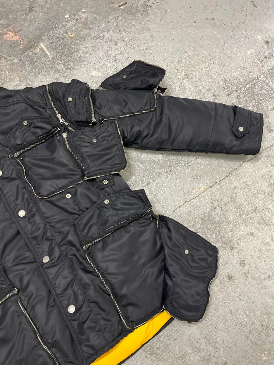 AW2003 Dolce Gabbana Hunter Multi Zips Detachable Black Jacket - Image 7