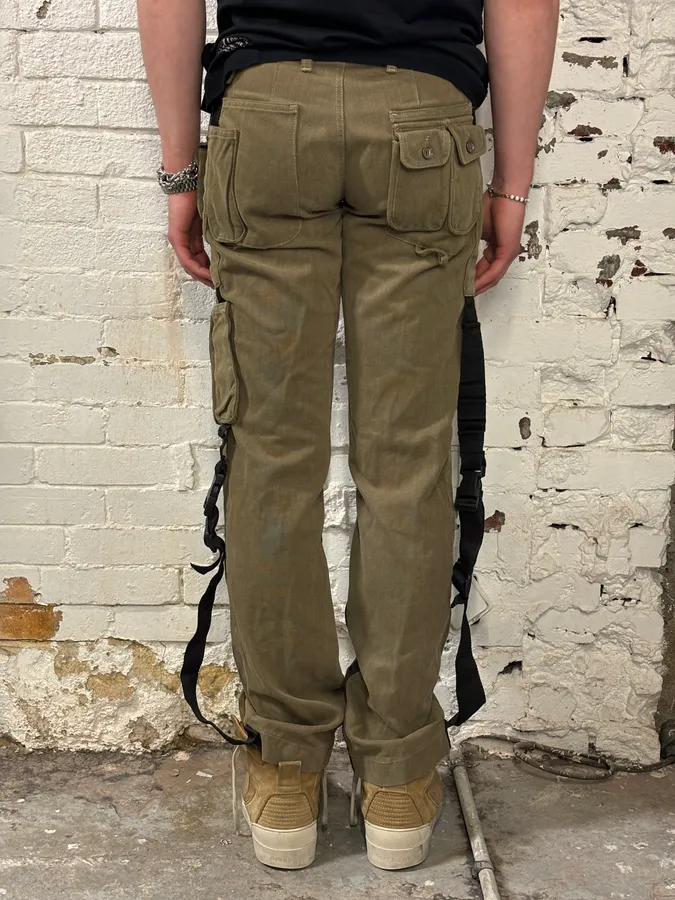 AW2003 Dolce & Gabbana Khaki Cargo Bondage Pants - Image 3