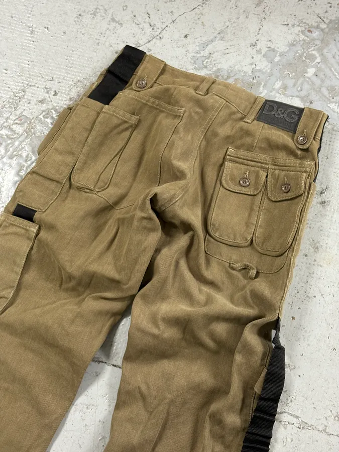 AW2003 Dolce & Gabbana Khaki Cargo Bondage Pants - Image 7