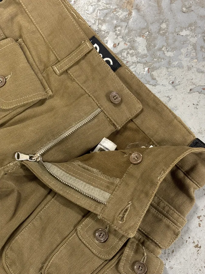 AW2003 Dolce & Gabbana Khaki Cargo Bondage Pants - Image 9
