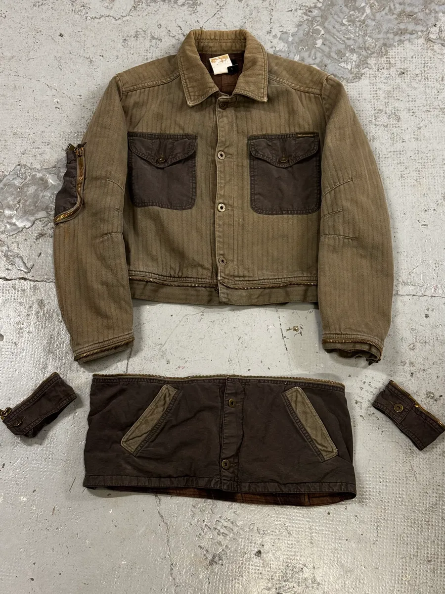 AW2003 Dolce & Gabbana Khaki Military Cargo Removable Jacket