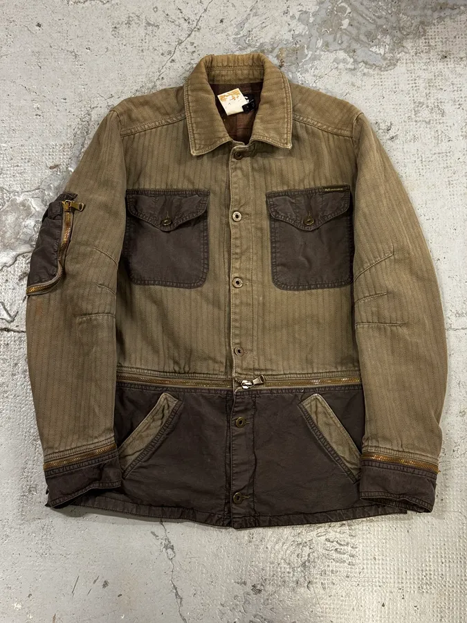 AW2003 Dolce & Gabbana Khaki Military Cargo Removable Jacket - Image 3