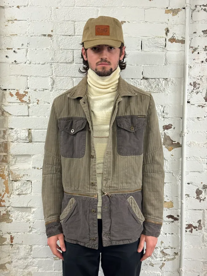 AW2003 Dolce & Gabbana Khaki Military Cargo Removable Jacket - Image 4