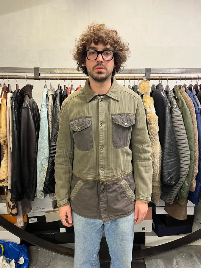 AW2003 Dolce & Gabbana  Khaki Multi-Zip Cargo Jacket - Image 3