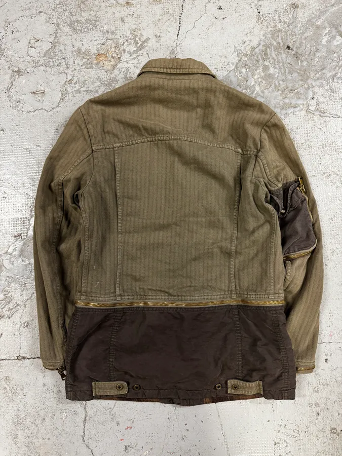 AW2003 Dolce & Gabbana  Khaki Multi-Zip Cargo Jacket - Image 4