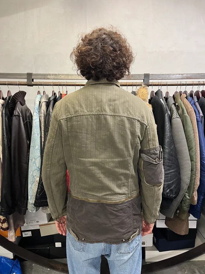 AW2003 Dolce & Gabbana  Khaki Multi-Zip Cargo Jacket - Image 5