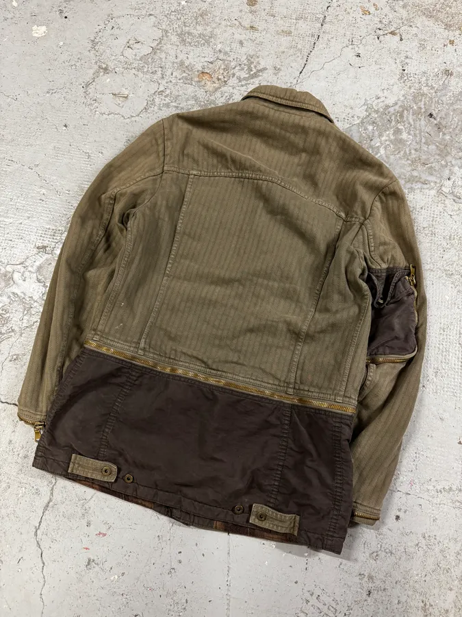 AW2003 Dolce & Gabbana  Khaki Multi-Zip Cargo Jacket - Image 6