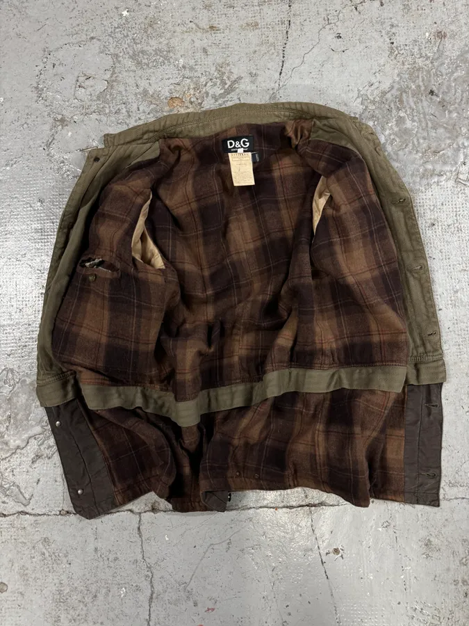 AW2003 Dolce & Gabbana  Khaki Multi-Zip Cargo Jacket - Image 7
