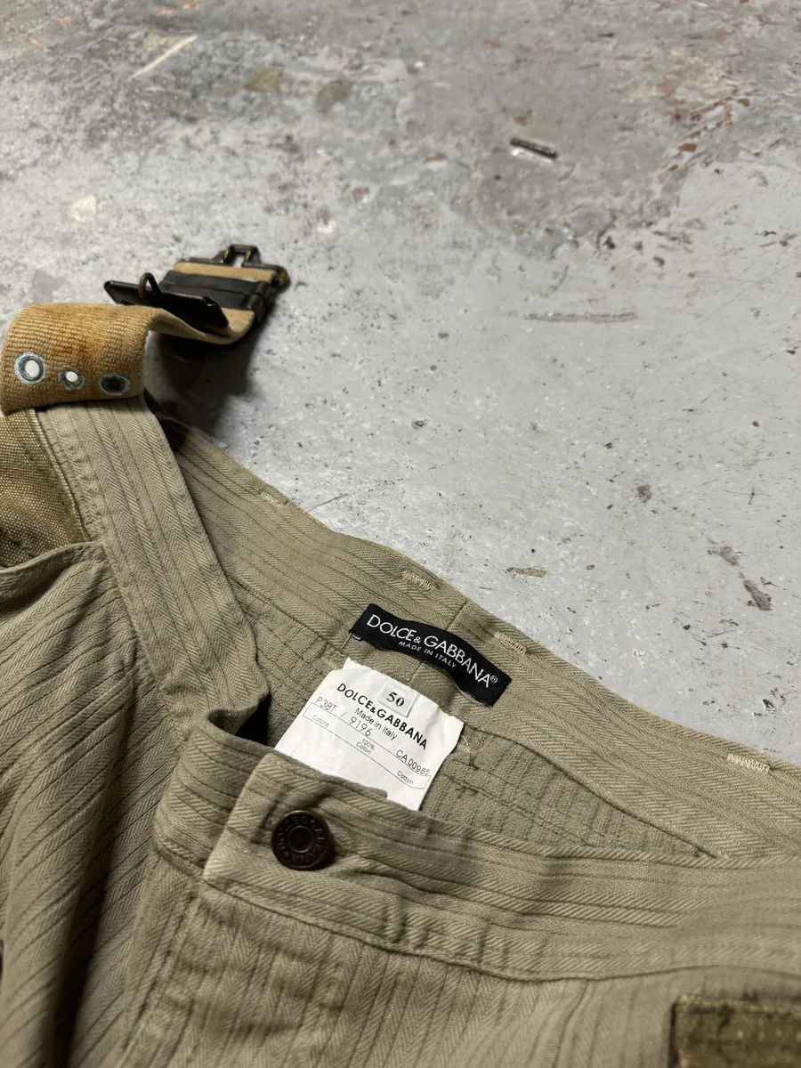 AW2003 Dolce & Gabbana Khaki Reconstructed Cargo Military Pants - Image 13