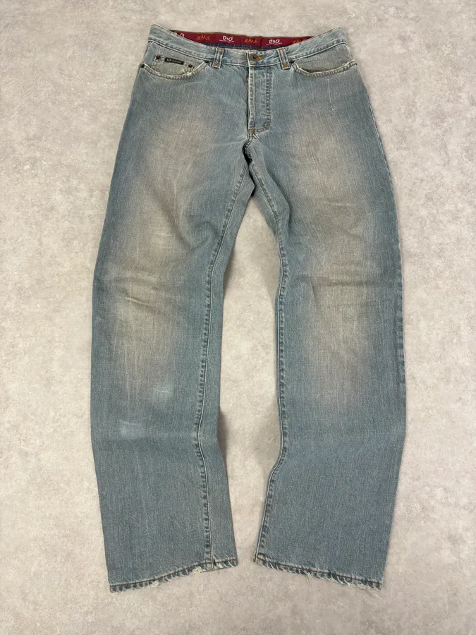 AW2003 Dolce & Gabbana Light Blue Faded Denim Jeans