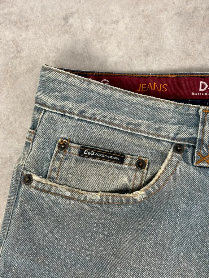 AW2003 Dolce & Gabbana Light Blue Faded Denim Jeans - Image 10