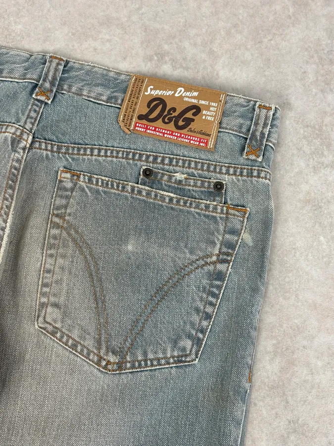 AW2003 Dolce & Gabbana Light Blue Faded Denim Jeans - Image 8
