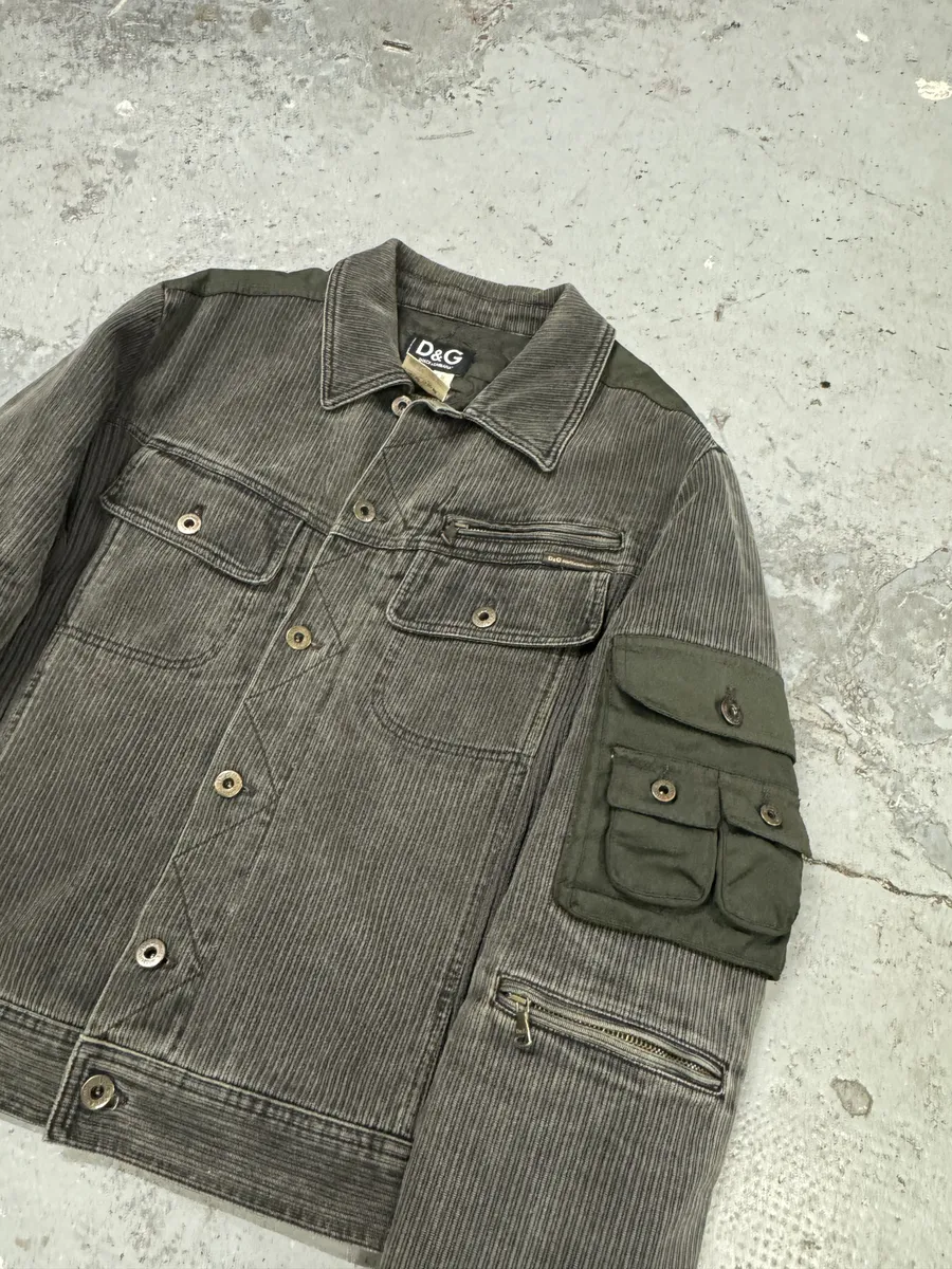 AW2003 Dolce & Gabbana Military Cargo Utility Olive Bomber Jacket - Image 12