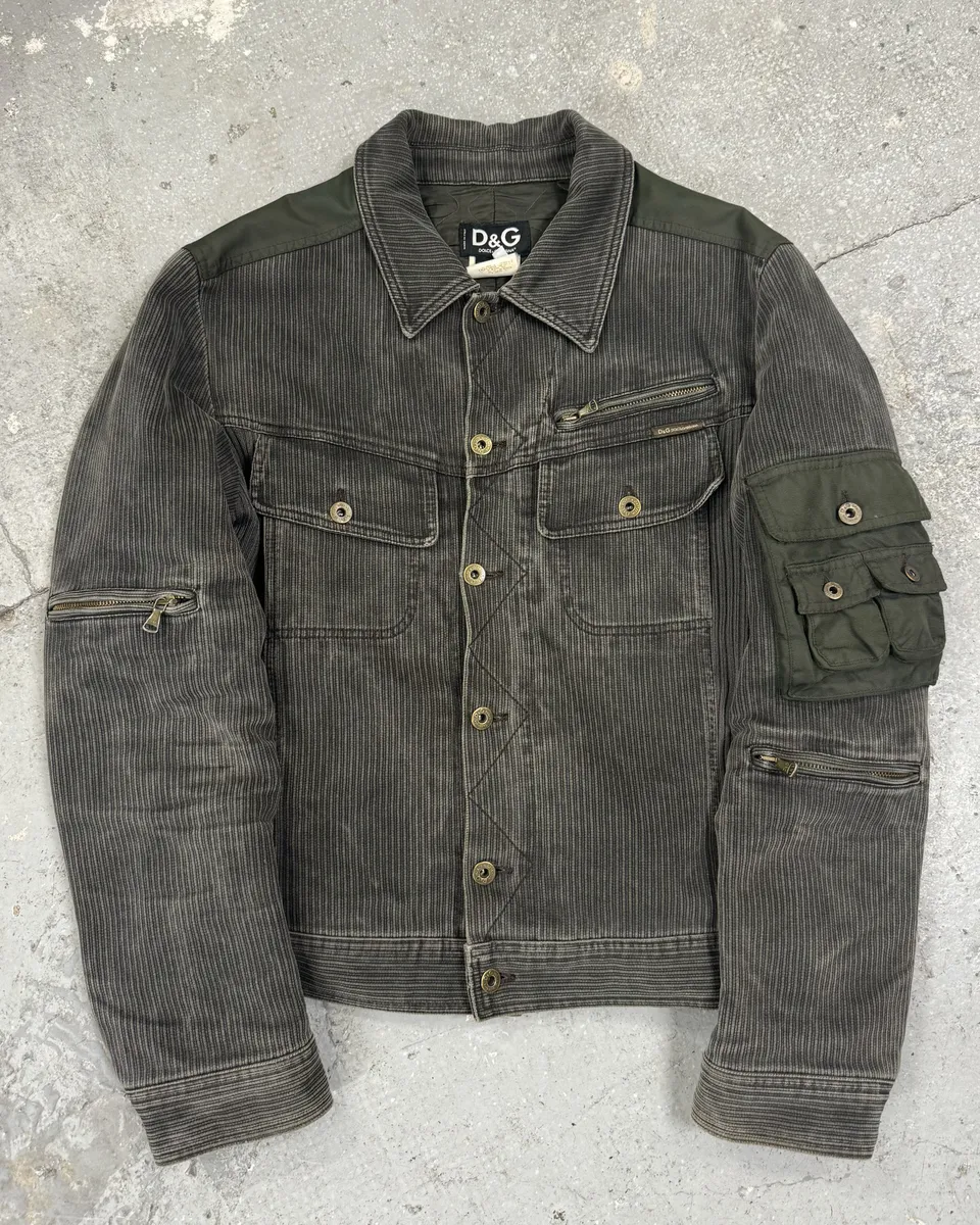 AW2003 Dolce & Gabbana Military Cargo Utility Olive Bomber Jacket