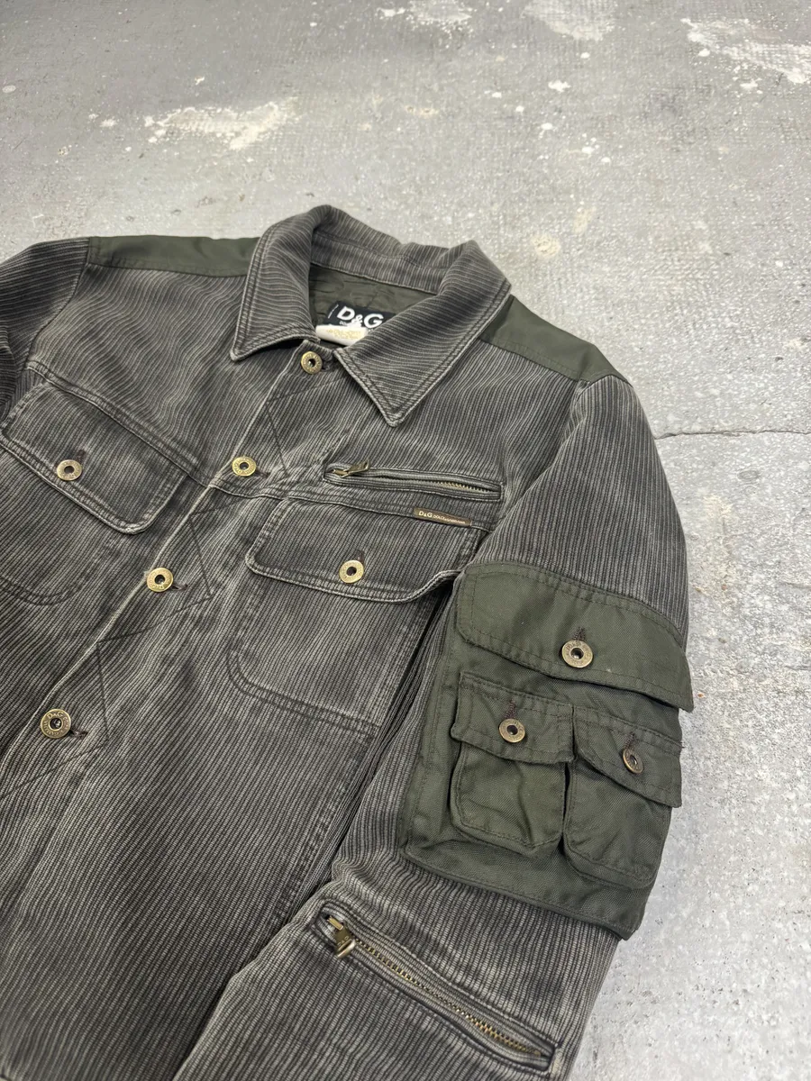 AW2003 Dolce & Gabbana Military Cargo Utility Olive Bomber Jacket - Image 7
