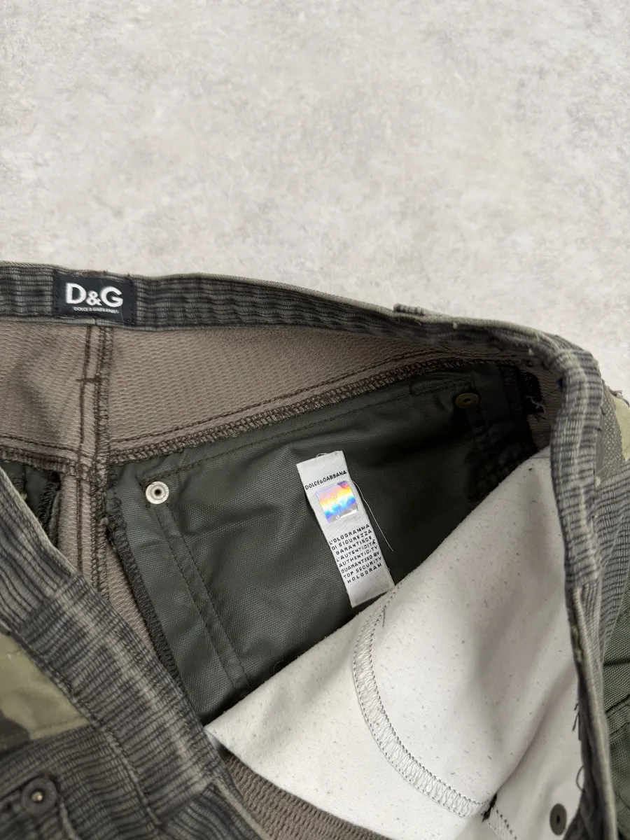 AW2003 Dolce & Gabbana Military Green Corduroy & Nylon Cargo Pants - Image 9