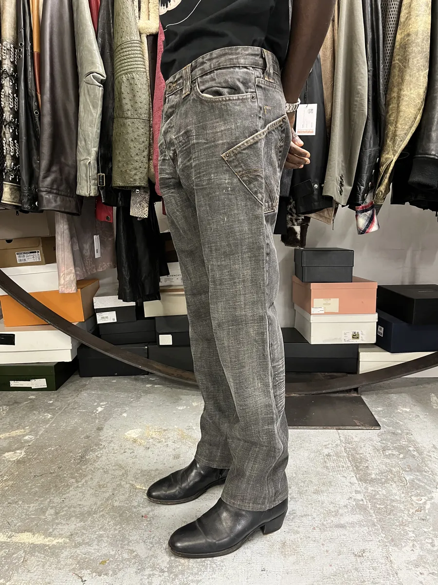 AW2003 Dolce & Gabbana Multi Pockets Grey Raw Denim Jeans - Image 2