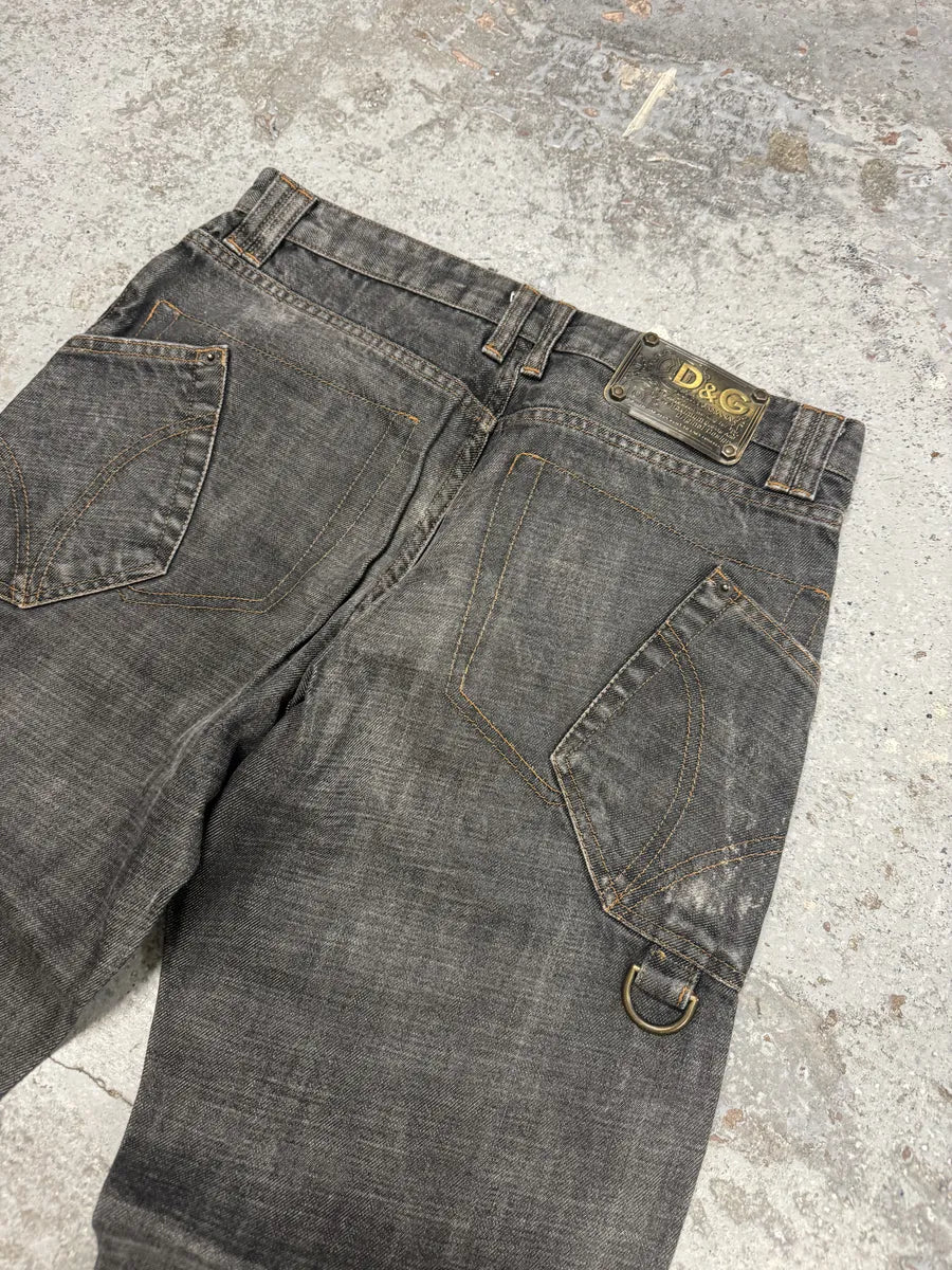 AW2003 Dolce & Gabbana Multi Pockets Grey Raw Denim Jeans - Image 8