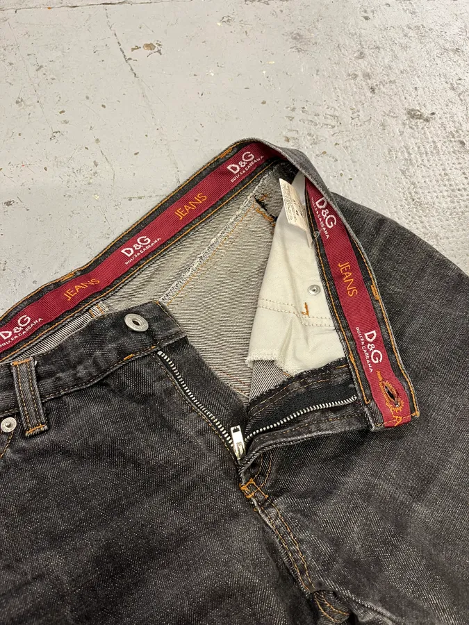 AW2003 Dolce & Gabbana Multi Zips Grey Denim Jeans - Image 12