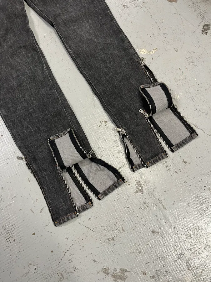AW2003 Dolce & Gabbana Multi Zips Grey Jeans - Image 8