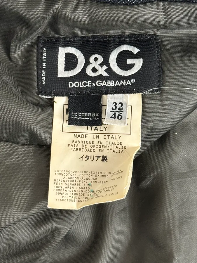 AW2003 Dolce & Gabbana Navy Denim Fur Hood Jacket - Image 14