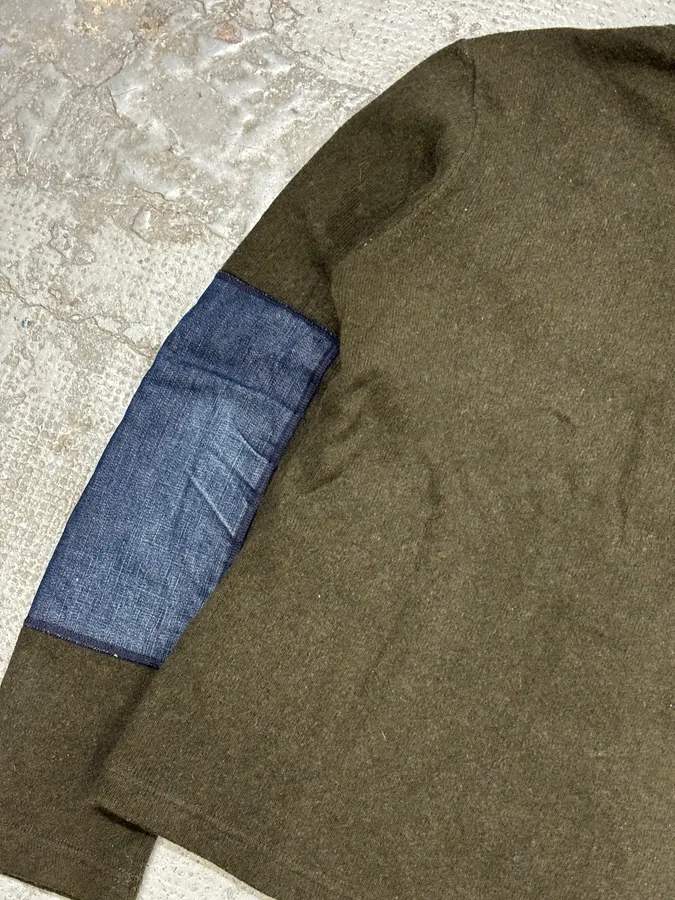 AW2003 Dolce & Gabbana Olive Wool Contrast Zip-up Hoodie - Image 9