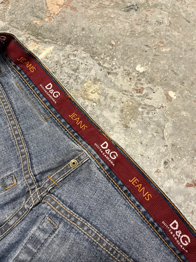 AW2003 Dolce & Gabbana Raw Blue Faded Denim Jeans - Image 8