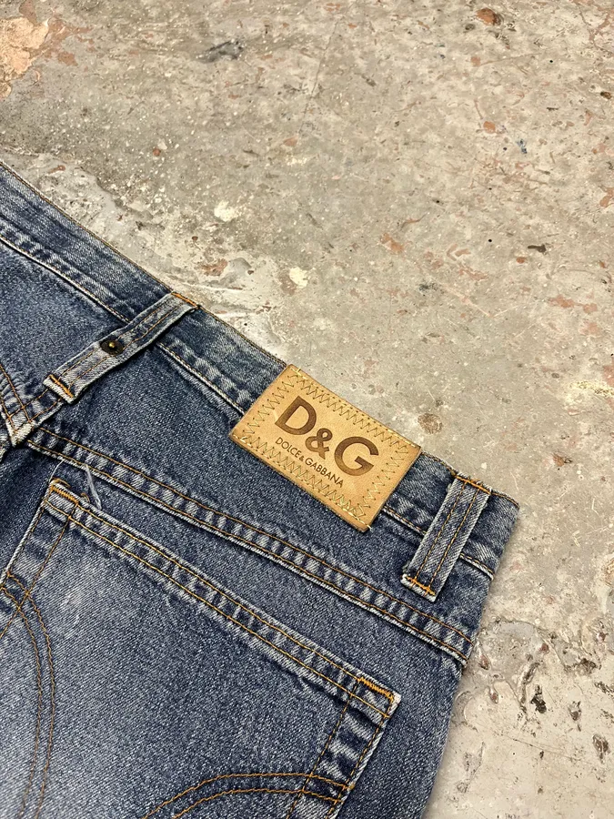 AW2003 Dolce & Gabbana Raw Blue Faded Denim Jeans - Image 9
