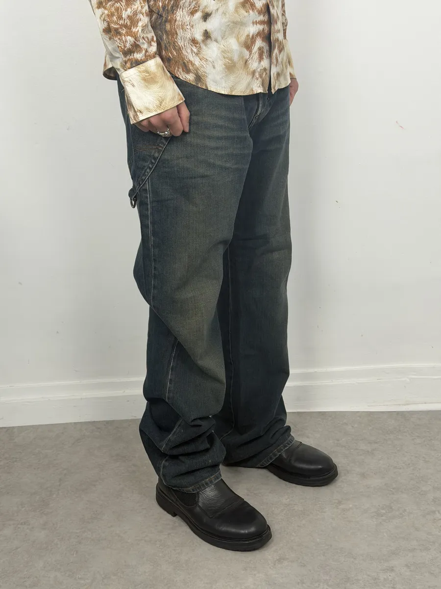AW2003 Dolce & Gabbana Raw Faded Blue Denim Jeans - Image 4