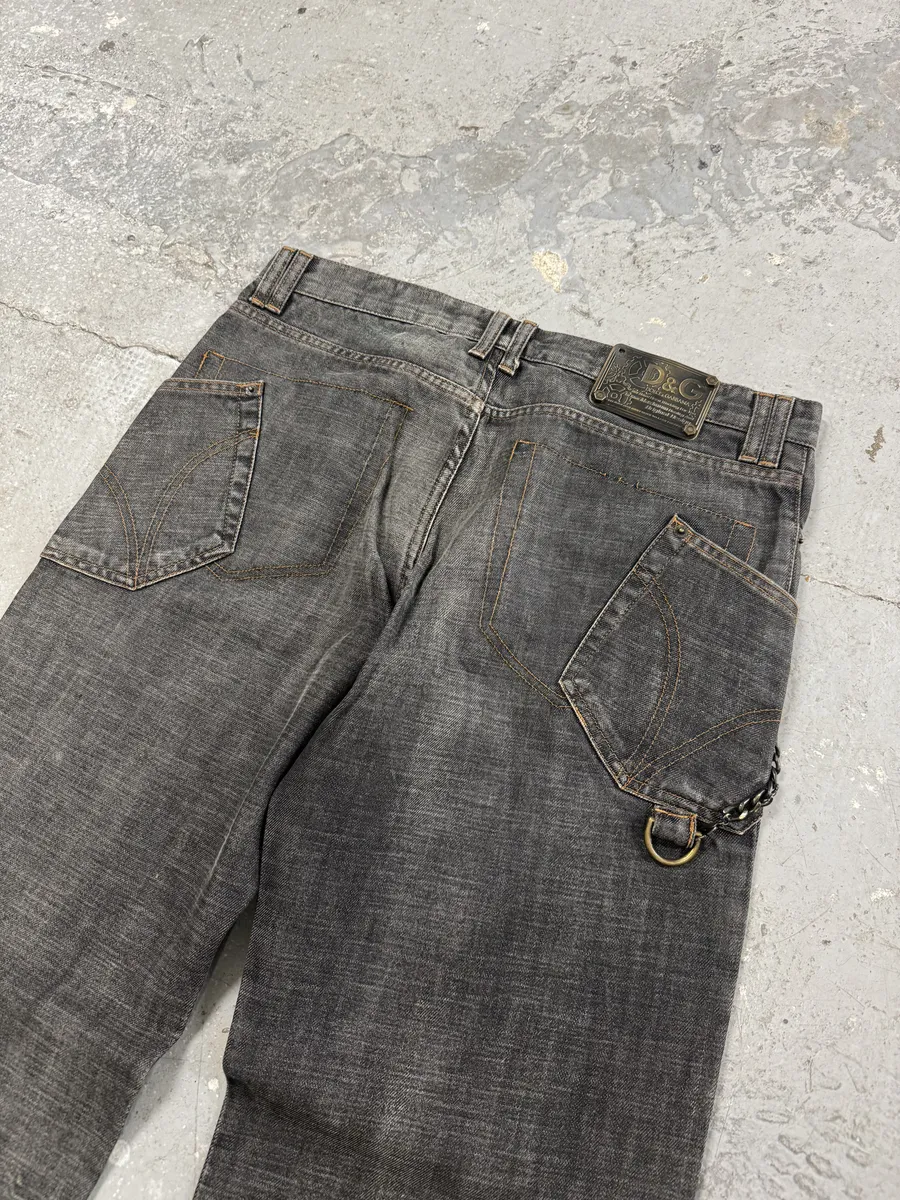 AW2003 Dolce & Gabbana Raw Grey Denim Jeans - Image 5