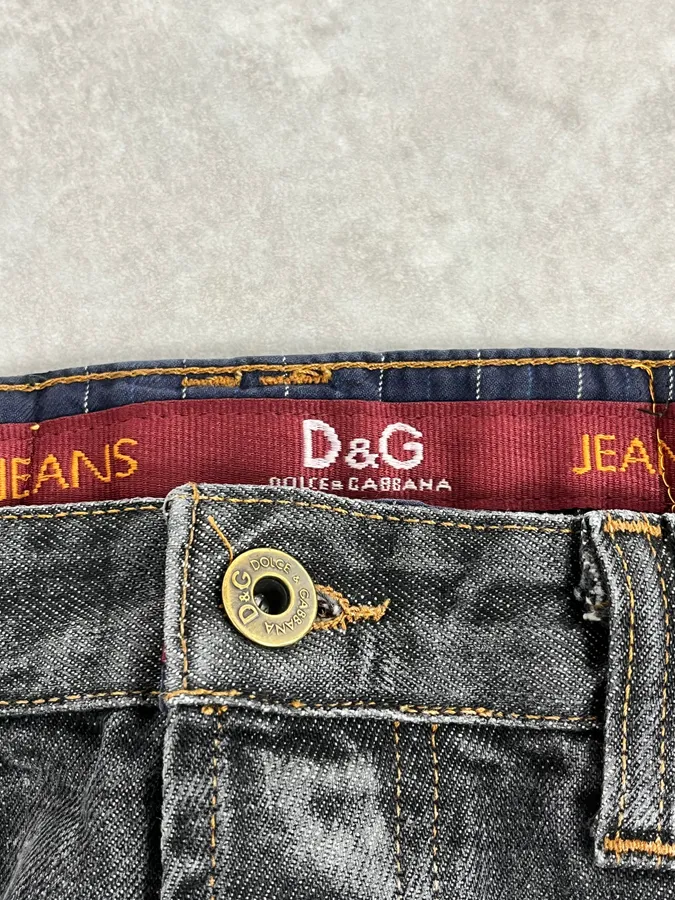 AW2003 Dolce & Gabbana Raw Grey Slim Denim Jeans - Image 10
