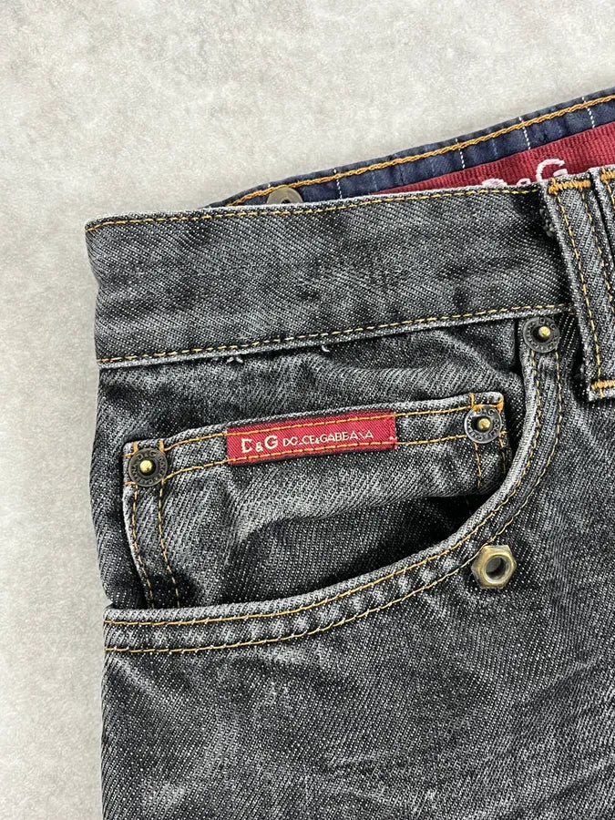 AW2003 Dolce & Gabbana Raw Grey Slim Denim Jeans - Image 11