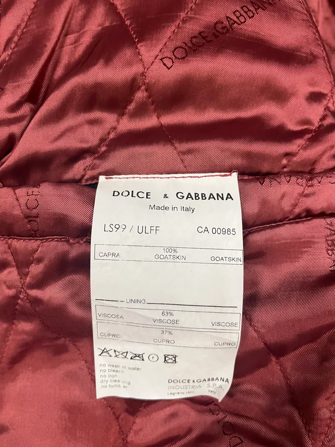 AW2003 Dolce & Gabbana Red Leather Italian Buttoned Jacket - Image 11