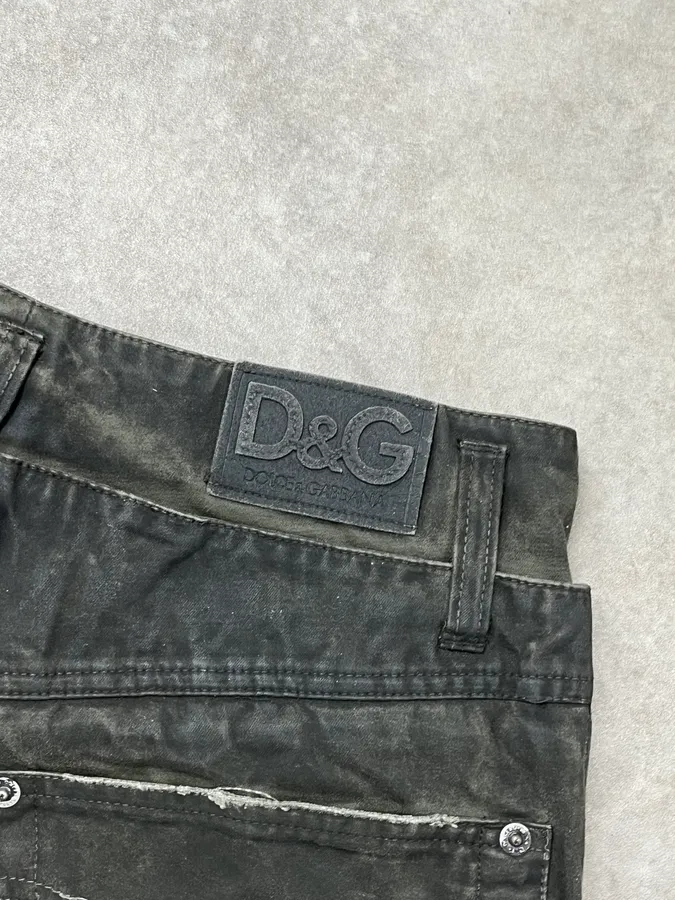 AW2003 Dolce & Gabbana Sage Green Distressed Cargo Pants - Image 11