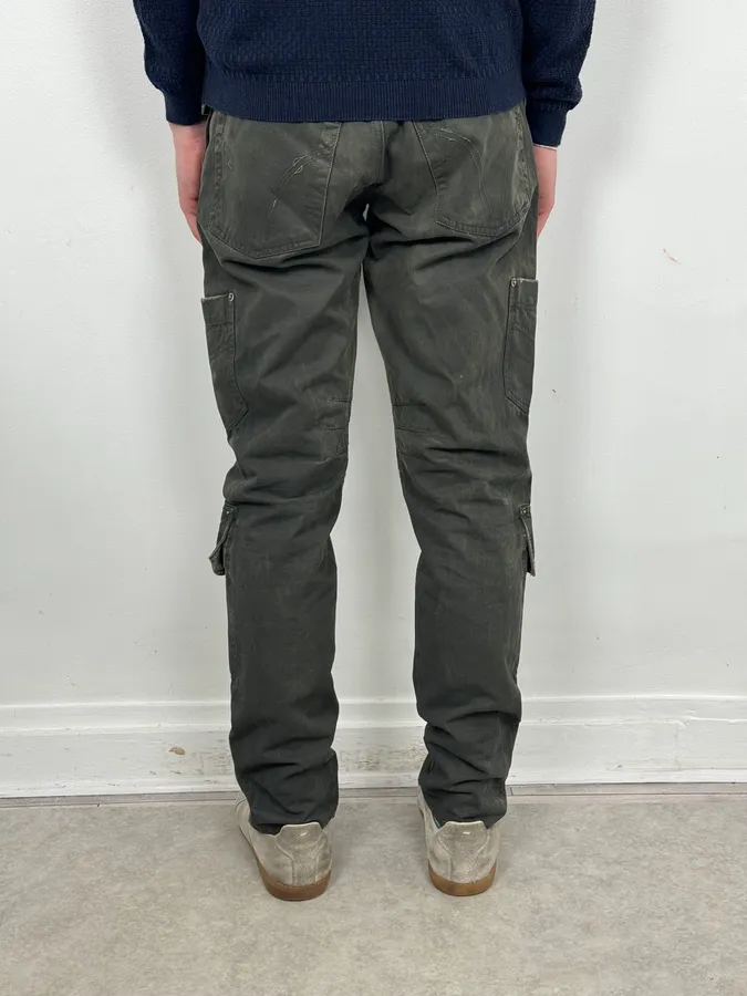 AW2003 Dolce & Gabbana Sage Green Distressed Cargo Pants - Image 4