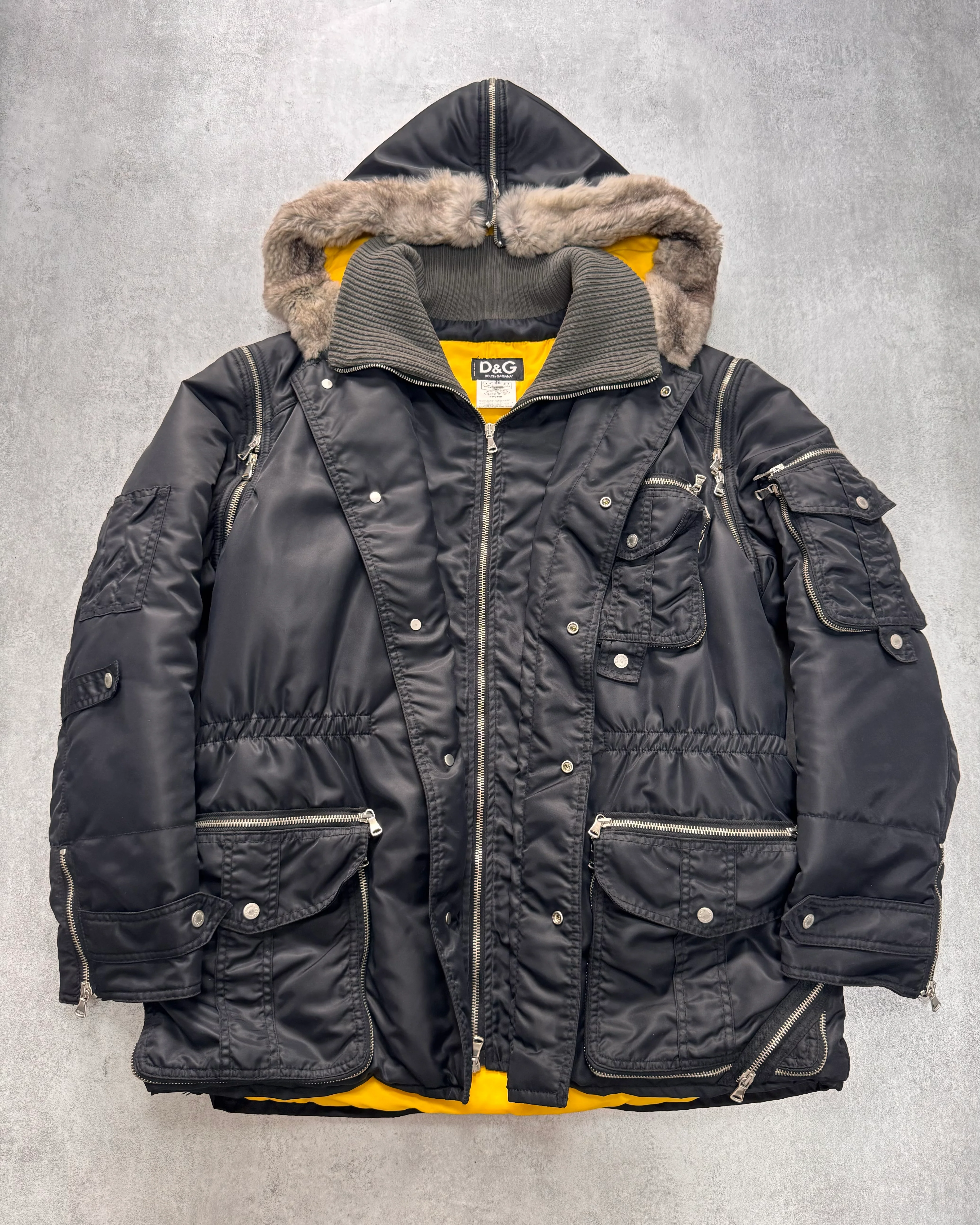 AW2003 Dolce & Gabbana Tornado Zipper Military Coat