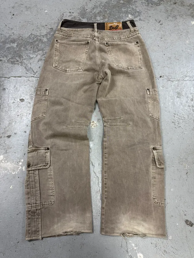 AW2003 Dolce & Gabbana Waisted Masterpiece Faded Grey Denim Cargo - Image 3