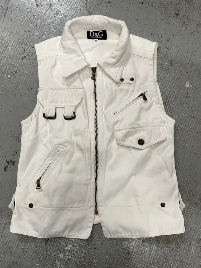 AW2003 Dolce & Gabbana White Cargo Vest