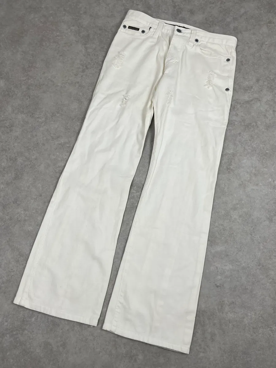 AW2003 Dolce & Gabbana White Distressed Pants - Image 5